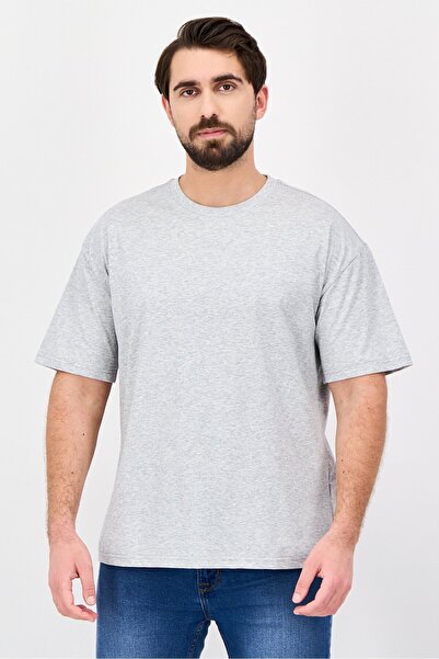 Fudo Men Crew Neck Heather Short Sleeve T-Shirt, Grey