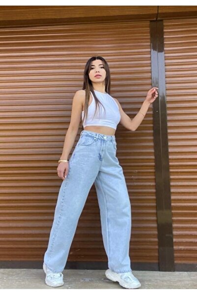 ByCukurovaFrango Свободни дънки Palazzo със супер висока талия от 90-те на Wa...