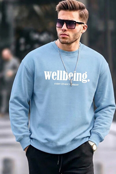 COMBİNE MİCHAİL Ανδρικό φούτερ με στάμπα B.Blue της Wellbeing