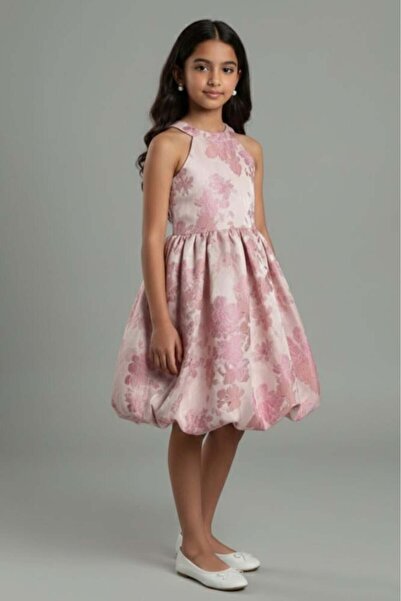 Alesaei-mondo tondo Girls' pink evening dress with modern touches S01273