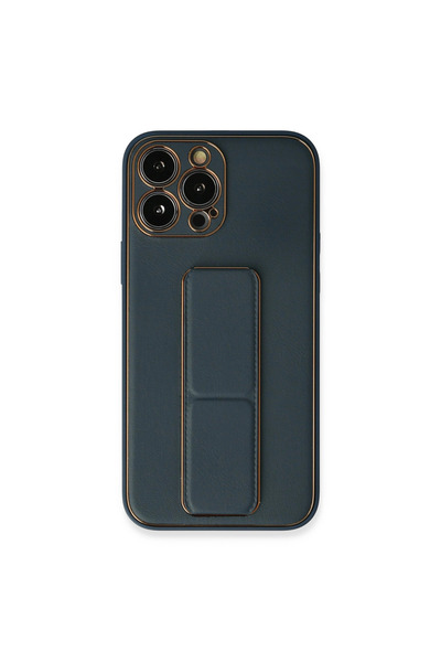 eco port iPhone 13 Pro Case Coco Leather Stand Cover - Blue
