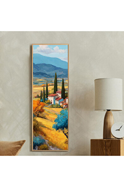 Tuba Decor Tek Parça Gerçek Ahşap dikey Panorama Çerçeveli Tablo