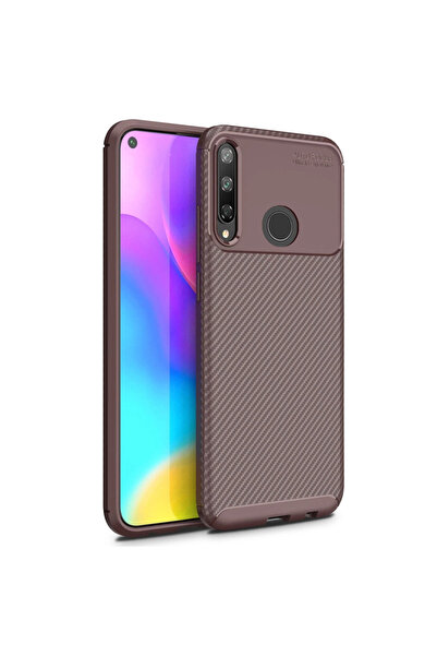 eco port Huawei P40 Lite E Case Auto Focus Carbon Cover - Brown