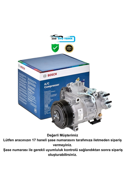 Bosch 1986AD1034 Klima Kompresörü Fiat 1.3 Mjet Doblo Linea Fiorino Punto Ope...