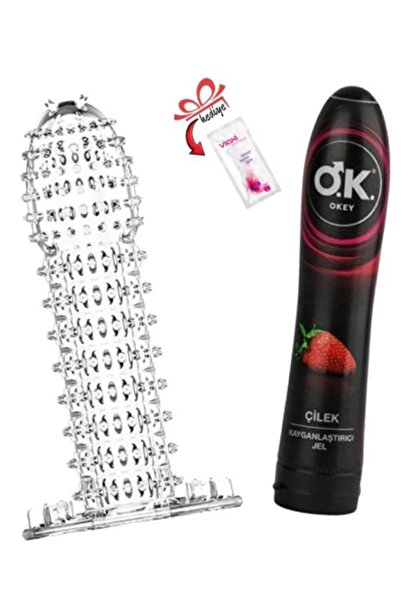 Velora Shopping Tırtıklı Şeffaf yıka kullan Prezervatif Kılıf-Çilek Aromalı K...