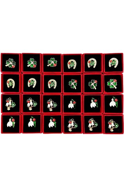 OEM Set of 24 Martisoare Brooches with Boxes and Strings, Multicolor