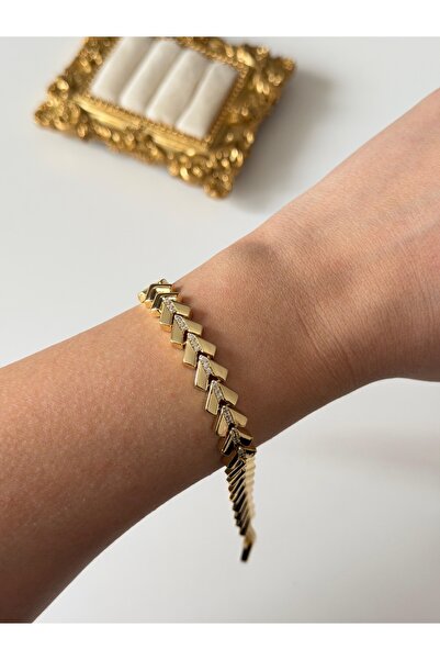 Charmist Çelik gold zirkon kılçık bileklik