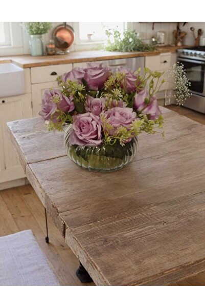 Handmade CAM FANUSTA A.IK PEMBE TOMURCUK GÜLLER VE YEŞİLLİKLE İLE DİZAYN EDİL...