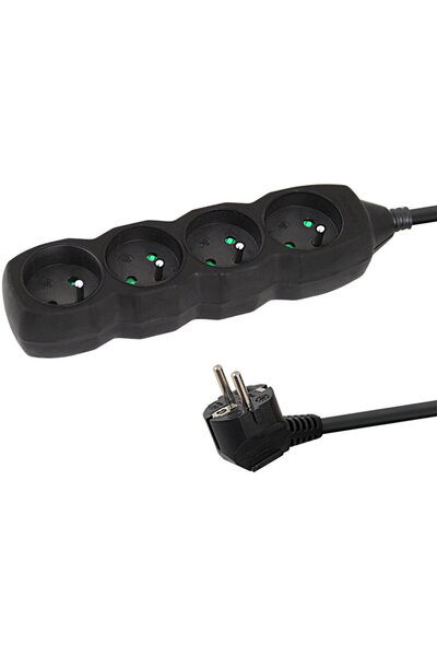 ESPERANZA 4 SOCKET EXTENSION CORD 3M BLACK