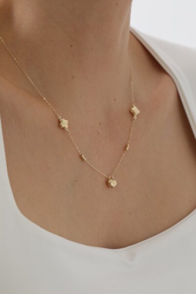 YAVUZ KUYUMCULUK 14 Ayar Altın Forse Zincir Şans Yolu Kalp Kolye