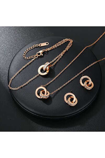 Choice Rose Gold Color Yupsk 4Pcs/Set Stainless Steel Circles Roman Numbers N...