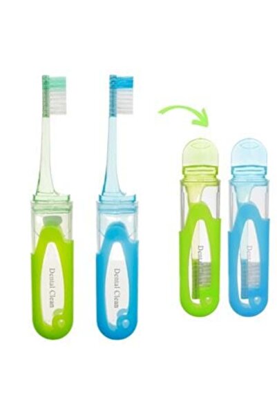 AVA Set of 2 Travel Toothbrushes, with Protective Case, Blue and Green, Compa...