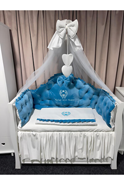 PeppiBambini Lenjerie de patut personalizata 7 piese REGAL Blue -