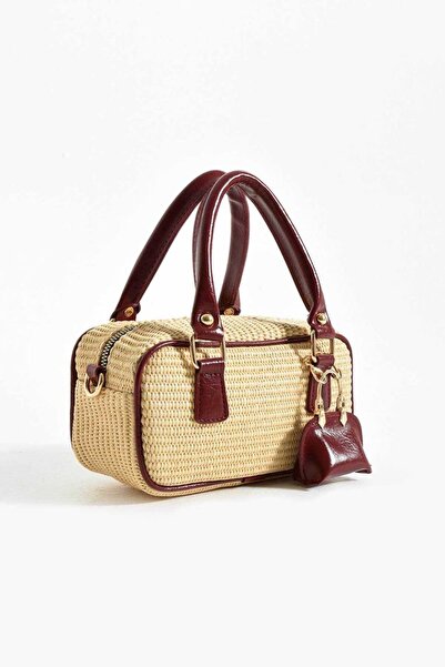marinora Hasır çift saplı mini el ve omuz çantası