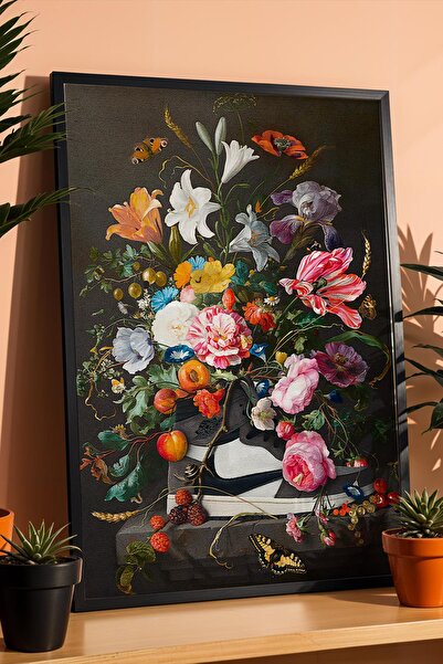 Saturn Παπούτσια Sneaker σε στυλ Hypebeast με λουλούδια και πλαίσιο ζωγραφική...