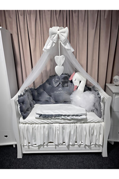 PeppiBambini Personalized 7-piece crib linen REGAL Grey -