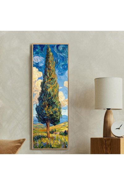 Tuba Decor Tek Parça Gerçek Ahşap dikey Panorama Çerçeveli Tablo
