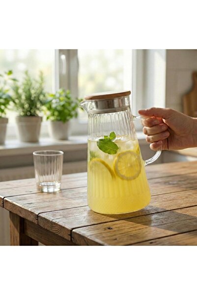 AyrStore Akasya Kapaklı Borosilikat Cam Sürahi - 4 Farklı Model ve 1.8 Lt ve ...