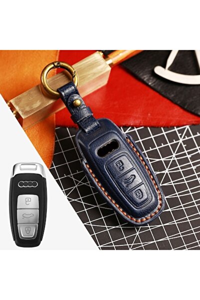 Nabi Market Premium Leather Key Protection Case Blue Compatible with AUDI 201...