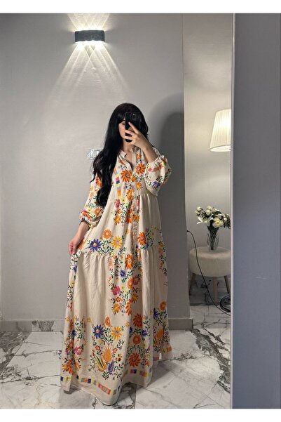 PREMİER VİE Hijab Viscose Dress – Patterned, Comfortable Fit, Everyday Wear