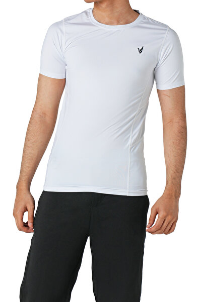 hendam Fitted white sports t-shirt with logo on the chest