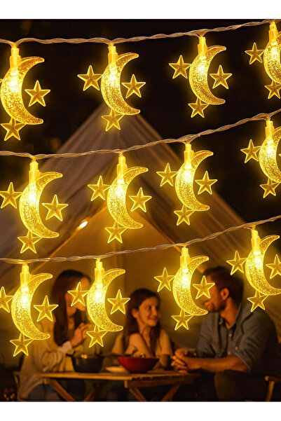 Generic 10M Ramadan Lights,Moon Star Curtain Lights,Battery Operated Fairy Li...