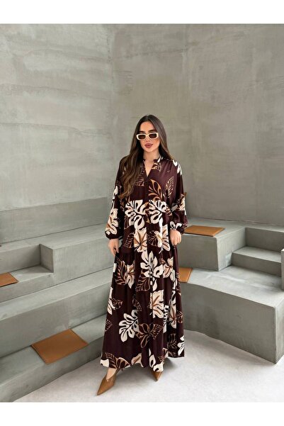 PREMİER VİE Hijab Viscose Dress – Patterned, Comfortable Fit, Everyday Wear