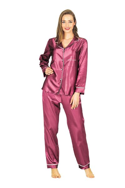 star iç giyim Purple Satin Pajama Set - 1613