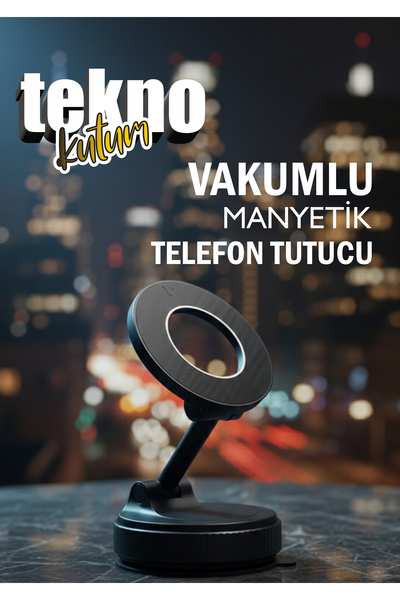 TEKNOKUTUM Mıknatıslı Vakumlu Araç Içi Telefon Tutucu Manyetik 360° Dönen Taş...