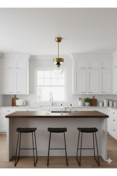 BİAVİZE ŞEFFAF CAMLI GOLD KROMLU TEKLİ AVİZE