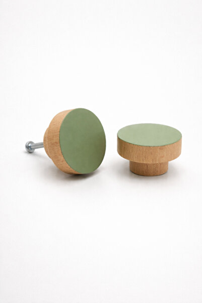 od orient design Adaçayı Yeşili - Naturel Ahşap Çekmece ve Dolap Kulbu 2’li