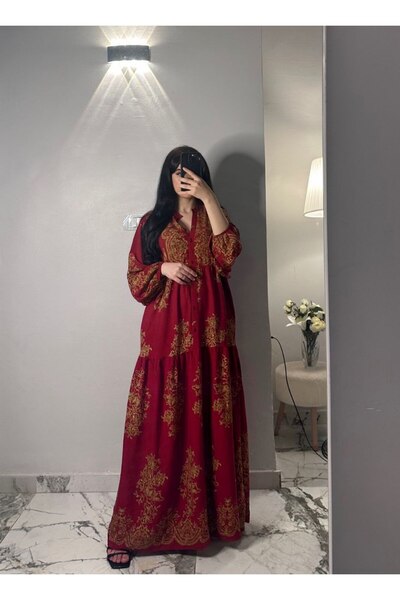 PREMİER VİE Hijab Viscose Dress – Patterned, Comfortable Fit, Everyday Wear