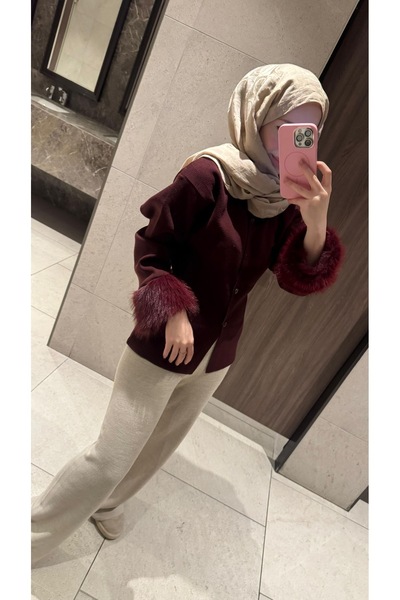Çınar Couture Fur Cardigan Bordo
