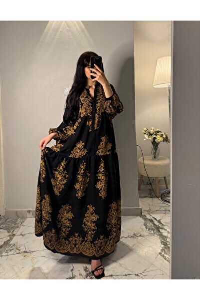 PREMİER VİE Hijab Viscose Dress – Patterned, Comfortable Fit, Everyday Wear