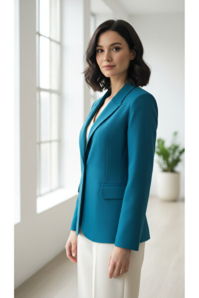 Volanlı Kruvaze Yaka Ceket