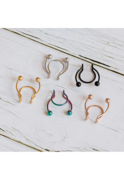 TakıLabirenti Sıkıştırmalı Septum Halkası, Fake Burun Halkası, septum Takısı,...