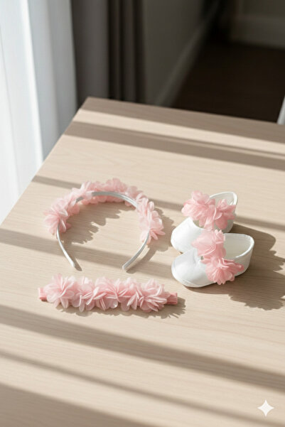 Rengarenk Minikler Baby Mother Floral Crown and Newborn Headband, Baby Bootie...