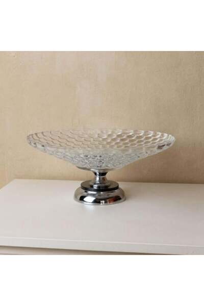Generic Elegant Glass Serving Plate with Silver Base