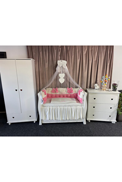 PeppiBambini Personalized 7-piece ROYAL Velvet White Pink Crib Bedding Set -