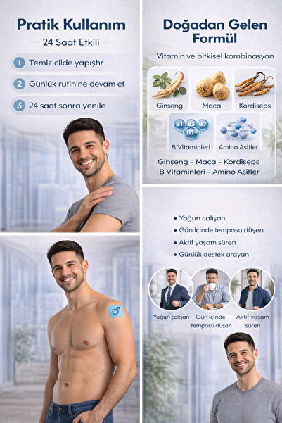 waw international Active Man Patch – Erkeklere Özel Vitamin & Bitkisel Destek Transdermal Bant 30 Adet