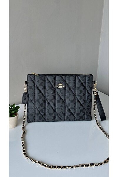 Muqu Bags CCH Monogram Desen Zincir Detaylı El Potfy ve Clutch Çantası