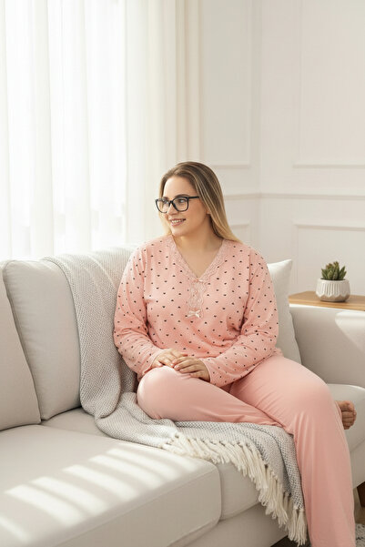 SEBOTEKS Thin Bamboo Fabric Long Sleeve Large Size Women's Pajama Set 800
