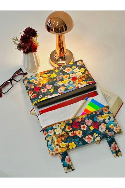 harmony dirndl Zippered Multi-Compartment Book Bag │ Patterned Book Notebook ...