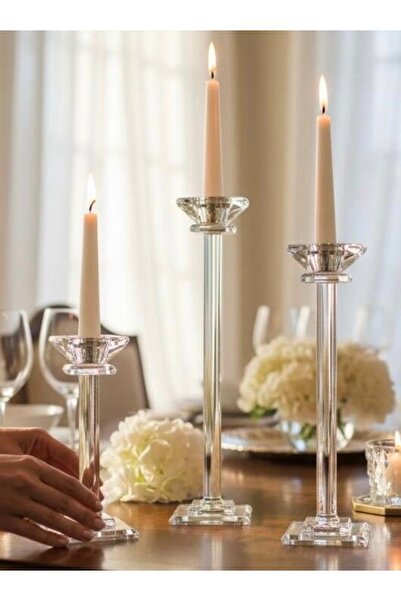 hediye ESTERHOMEDECOR Kristal 3’lü şamdan