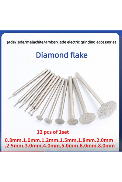 Choice14 12 قطعة من رؤوس طحن الماس ذات الشرائح الرقيقة وإبر K (ساق 2.35 مم) -...
