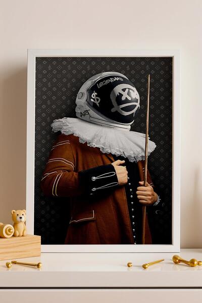 Saturn Portret modern de astronaut, tablou înrămat, decor de perete pentru sa...