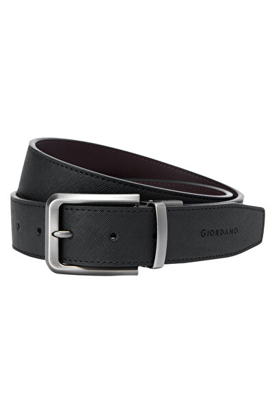 Giordano Men’s Reversible Leather Belt with Classic Metal Buckle