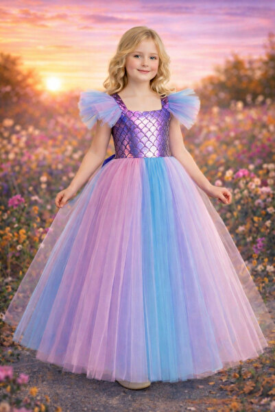 Tomac Kız Çocuk Abiye Elbise – Pastel Tül Prenses Modeli | Doğum Günü