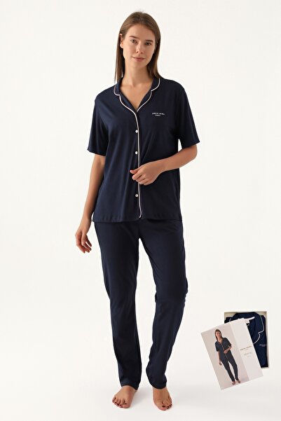 Pierre Cardin Women's Shirt Pajama Set Licensed Product Cotton Modal Fabric S...