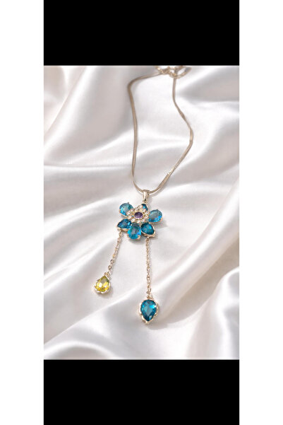 Mİ MİND Swar Model Blue Floral Dangle Necklace
